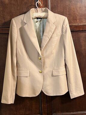 J CREW SEASONAL WOOL BLAZER IN BLUSH TAN